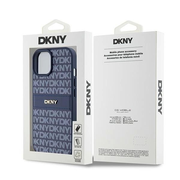 Dėklas DKNY Leather Mono StripeMetal LogoiPhone 15 / 14 / 13 - Mėlynas 7 Dėklas DKNY Leather Mono StripeMetal LogoiPhone 15 / 14 / 13 - Mėlynas 7