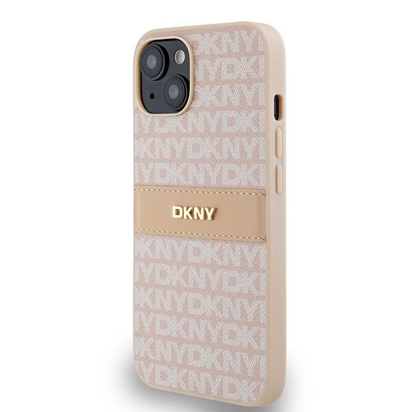 Dėklas DKNY Leather Mono StripeMetal LogoiPhone 15 / 14 / 13 - Rožinis 1 Dėklas DKNY Leather Mono StripeMetal LogoiPhone 15 / 14 / 13 - Rožinis 1