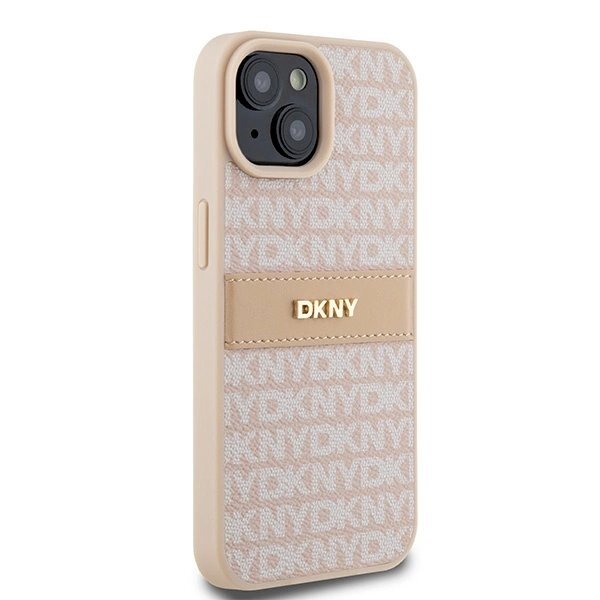 Dėklas DKNY Leather Mono StripeMetal LogoiPhone 15 / 14 / 13 - Rožinis 3 Dėklas DKNY Leather Mono StripeMetal LogoiPhone 15 / 14 / 13 - Rožinis 3