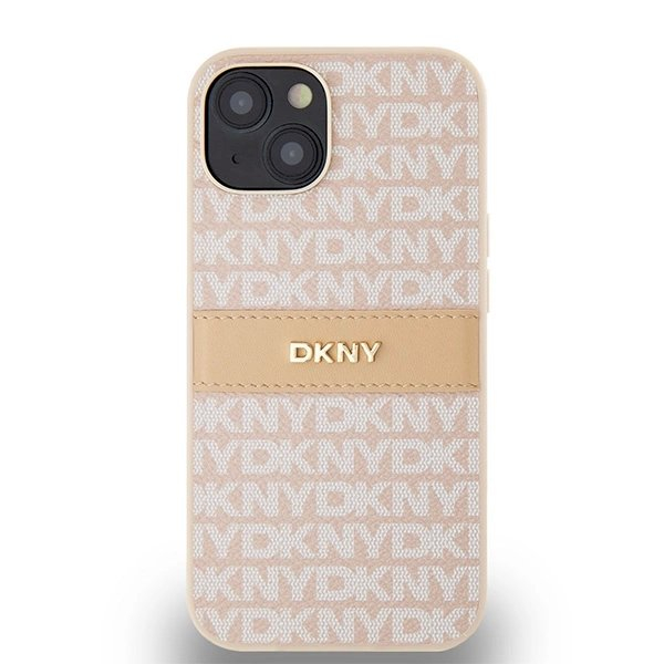 Dėklas DKNY Leather Mono StripeMetal LogoiPhone 15 / 14 / 13 - Rožinis 2 Dėklas DKNY Leather Mono StripeMetal LogoiPhone 15 / 14 / 13 - Rožinis 2