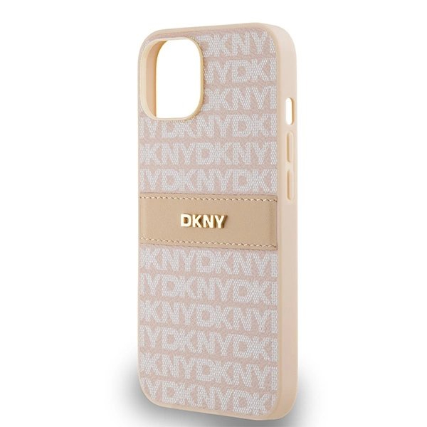 Dėklas DKNY Leather Mono StripeMetal LogoiPhone 15 / 14 / 13 - Rožinis 5 Dėklas DKNY Leather Mono StripeMetal LogoiPhone 15 / 14 / 13 - Rožinis 5