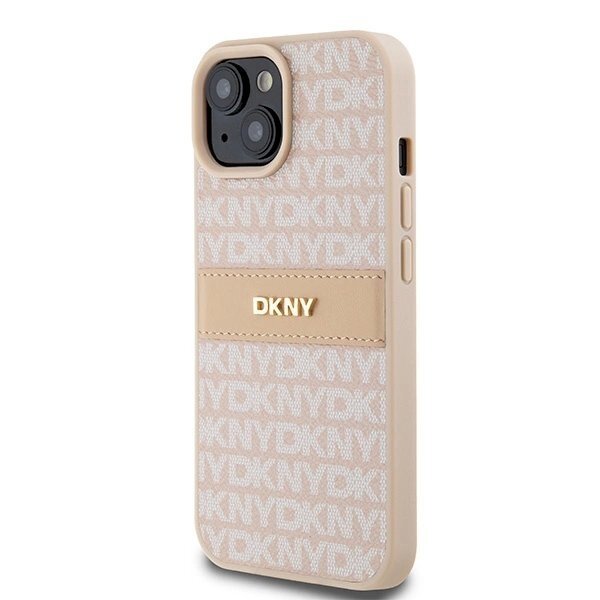 Dėklas DKNY Leather Mono StripeMetal LogoiPhone 15 / 14 / 13 - Rožinis 1 Dėklas DKNY Leather Mono StripeMetal LogoiPhone 15 / 14 / 13 - Rožinis 1