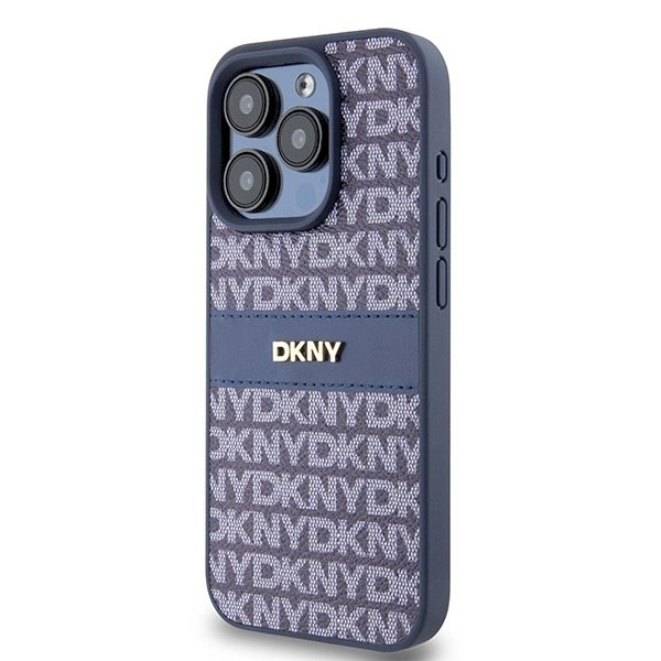 Dėklas DKNY Leather Mono StripeMetal LogoiPhone 15 Pro - Mėlynas 1 Dėklas DKNY Leather Mono StripeMetal LogoiPhone 15 Pro - Mėlynas 1