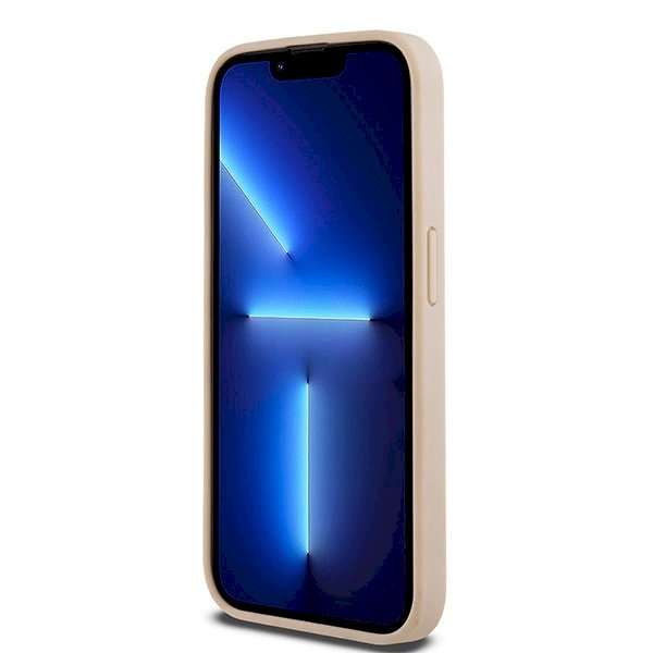 Dėklas DKNY Leather Mono StripeMetal LogoiPhone 15 Pro - Rožinis 4