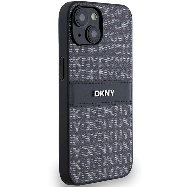Dėklas DKNY Leather Mono StripeMetal LogoiPhone 15/14/13 - Juodas 3 Dėklas DKNY Leather Mono StripeMetal LogoiPhone 15/14/13 - Juodas 3