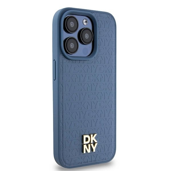 Dėklas DKNY Leather Monogram Pattern Metal Logo MagSafeiPhone 15 Pro - Mėlynas 3 Dėklas DKNY Leather Monogram Pattern Metal Logo MagSafeiPhone 15 Pro - Mėlynas 3