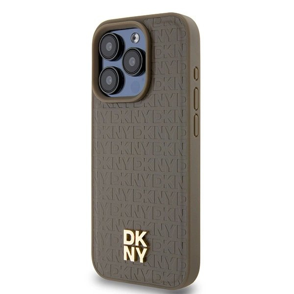 Dėklas DKNY Leather Monogram Pattern Metal Logo MagSafeiPhone 15 Pro - Rudas 1 Dėklas DKNY Leather Monogram Pattern Metal Logo MagSafeiPhone 15 Pro - Rudas 1