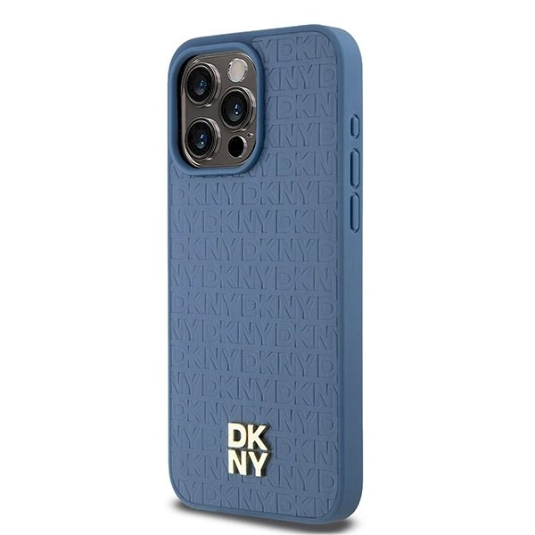 Dėklas DKNY Leather Monogram Pattern Metal Logo MagSafeiPhone 15 Pro Max - Mėlynas 1