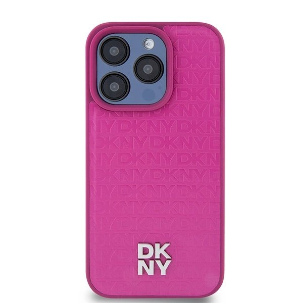 Dėklas DKNY Leather Monogram Pattern Metal Logo MagSafeiPhone 15 Pro - Rožinis 2 Dėklas DKNY Leather Monogram Pattern Metal Logo MagSafeiPhone 15 Pro - Rožinis 2