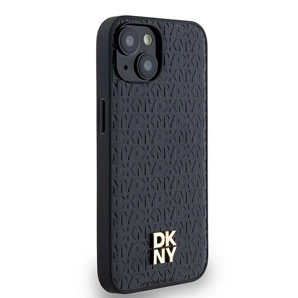 Dėklas DKNY Leather Monogram Pattern Metal Logo MagSafeiPhone 15/14/13 - Juodas 3 Dėklas DKNY Leather Monogram Pattern Metal Logo MagSafeiPhone 15/14/13 - Juodas 3