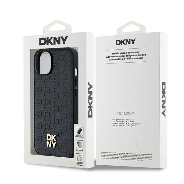 Dėklas DKNY Leather Monogram Pattern Metal Logo MagSafeiPhone 15/14/13 - Juodas 7 Dėklas DKNY Leather Monogram Pattern Metal Logo MagSafeiPhone 15/14/13 - Juodas 7