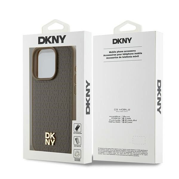 Dėklas DKNY Leather Pattern Metal Logo MagSafeiPhone 14 Pro - Rudas 7 Dėklas DKNY Leather Pattern Metal Logo MagSafeiPhone 14 Pro - Rudas 7