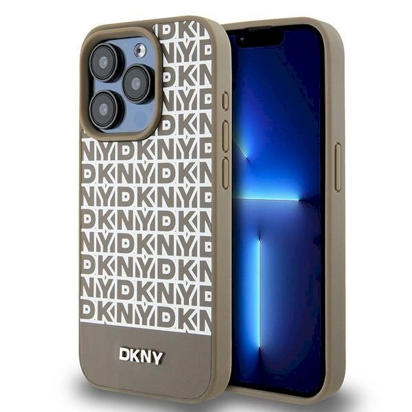 Dėklas DKNY Leather Printed Pattern Metal Logo MagSafeiPhone 15 Pro Max - Rudas Dėklas DKNY Leather Printed Pattern Metal Logo MagSafeiPhone 15 Pro Max - Rudas
