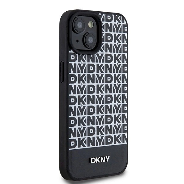 Dėklas DKNY Leather Printed Pattern Metal Logo MagSafeiPhone 15/14/13 - Juodas 3 Dėklas DKNY Leather Printed Pattern Metal Logo MagSafeiPhone 15/14/13 - Juodas 3