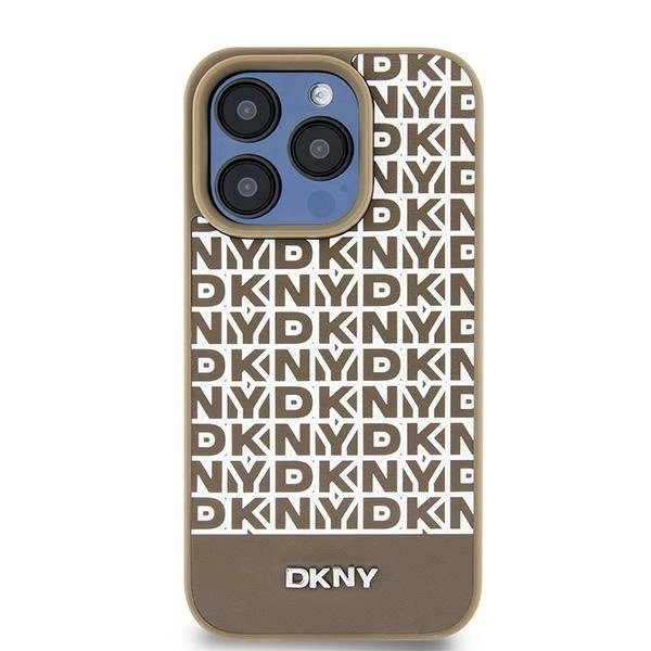 Dėklas DKNY Leather Printed Pattern Metal Logo MagSafeiPhone 15/14/13 - Rudas Dėklas DKNY Leather Printed Pattern Metal Logo MagSafeiPhone 15/14/13 - Rudas