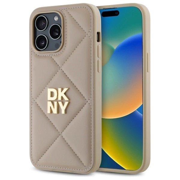 Dėklas DKNY Quilted Stack Logo iPhone 14 Pro - Smėlinis Dėklas DKNY Quilted Stack Logo iPhone 14 Pro - Smėlinis