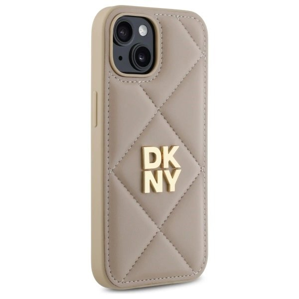 Dėklas DKNY Quilted Stack Logo iPhone 15  - Smėlinis 3 Dėklas DKNY Quilted Stack Logo iPhone 15  - Smėlinis 3