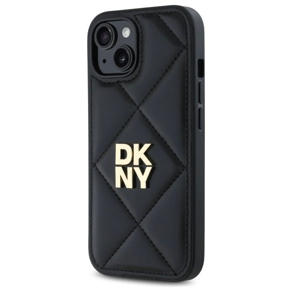 Dėklas DKNY Quilted Stack Logo iPhone 15  - Juodas 1 Dėklas DKNY Quilted Stack Logo iPhone 15  - Juodas 1