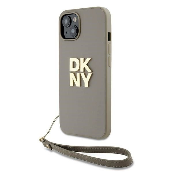 Dėklas DKNY Wrist Strap Stock Logo iPhone 15 / 14 / 13 - Smėlinis Dėklas DKNY Wrist Strap Stock Logo iPhone 15 / 14 / 13 - Smėlinis