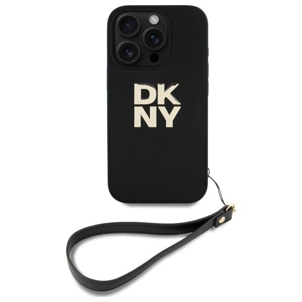 Dėklas DKNY Wrist Strap Stock Logo iPhone 16 Pro Max  - Juodas 1 Dėklas DKNY Wrist Strap Stock Logo iPhone 16 Pro Max  - Juodas 1