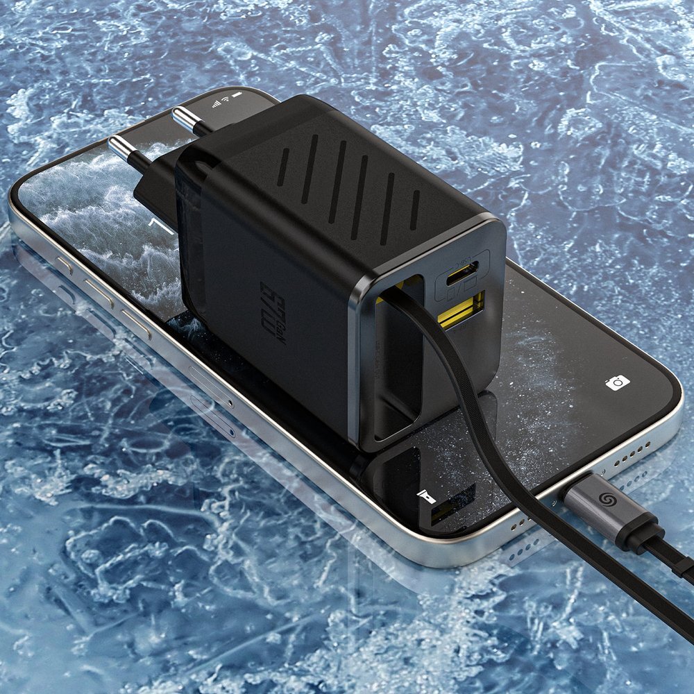 Sieninis įkroviklis Dudao A67EU GaN 67 W su integruotu ištraukiamu USB-C PD greito įkrovimo kabeliu – juodas 6 Sieninis įkroviklis Dudao A67EU GaN 67 W su integruotu ištraukiamu USB-C PD greito įkrovimo kabeliu – juodas 6