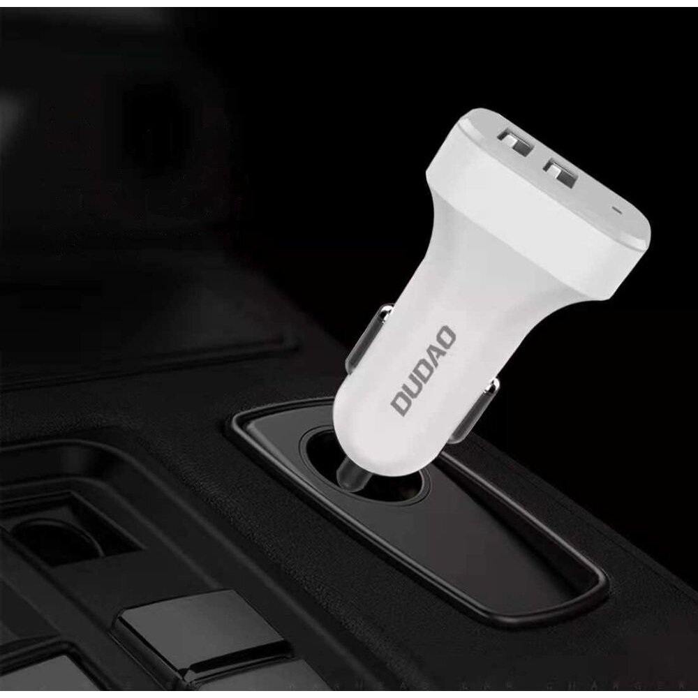 Automobilinis įkroviklis Dudao car kit 2x USB 2.4A charger + 3in1 Lightning / Type C / micro USB baltas 6 Automobilinis įkroviklis Dudao car kit 2x USB 2.4A charger + 3in1 Lightning / Type C / micro USB baltas 6