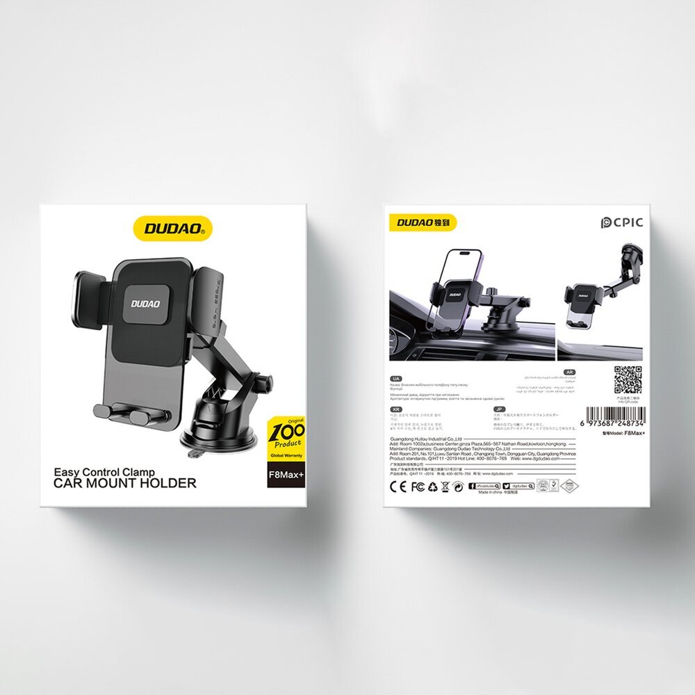 Dudao F8Max+ Laikilis telefonui gravitacinis ant lango arba panelės - Juodas 3 Dudao F8Max+ Laikilis telefonui gravitacinis ant lango arba panelės - Juodas 3