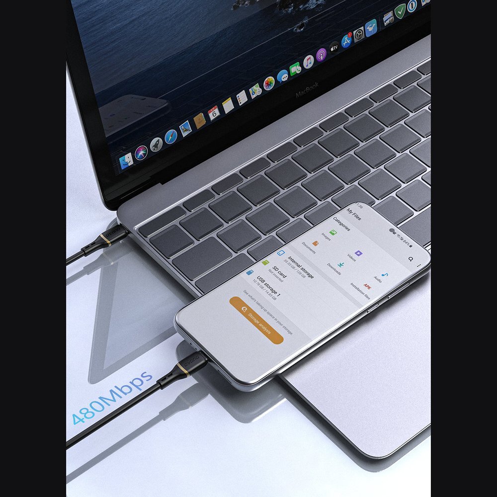 Krovimo kabelis Dudao L25C USB-C – USB-C silikoninis 60 W 1 m – baltas 6