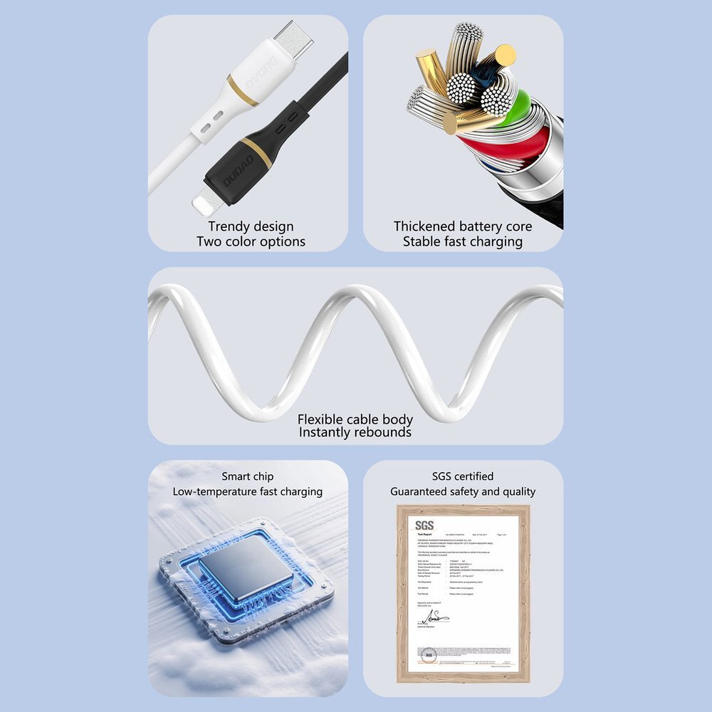 Krovimo kabelis Dudao L25T USB-A – USB-C silikoninis 5 A 1 m – baltas 1 Krovimo kabelis Dudao L25T USB-A – USB-C silikoninis 5 A 1 m – baltas 1