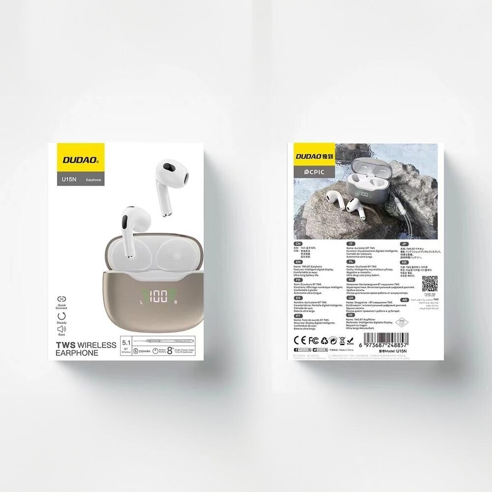 Dudao U15N TWS wireless ausinės - Baltas 1 Dudao U15N TWS wireless ausinės - Baltas 1