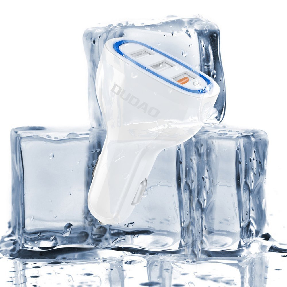 Automoblinis įkroviklis Dudao universal Car Charger 3x USB Quick Charge 3.0 QC3.0 2.4A 18W baltas 5 Automoblinis įkroviklis Dudao universal Car Charger 3x USB Quick Charge 3.0 QC3.0 2.4A 18W baltas 5