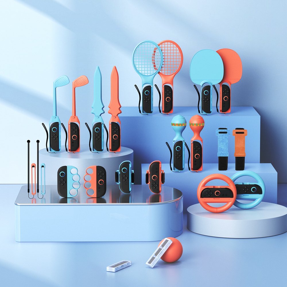 Žaidimų rinkinys Dux Ducis 25-in-1 Nintendo Switch 2 Sporto priedų komplektas su dėklu – įvairiaspalvis 2