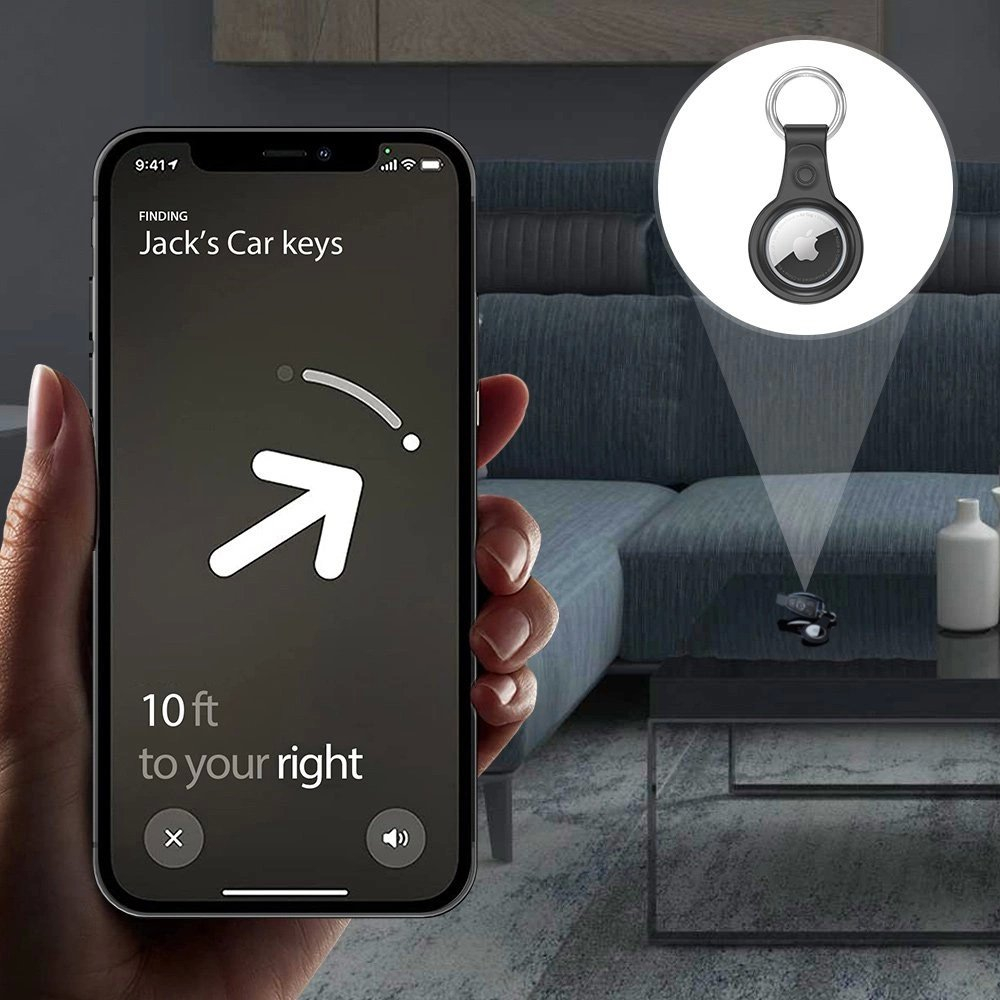 Dux Ducis 4pcs set Silikoninis flexible cover keychain loop Dėklas skirtas Apple AirTag (Juodas / Žalias / Rožinis / Mėlynas) 8