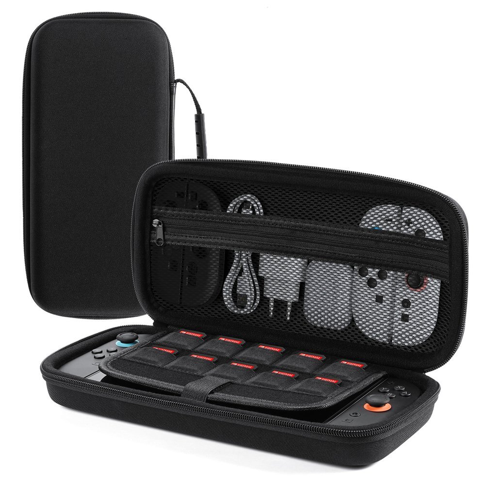 Nintendo Switch 2 Dux Ducis dėklas su rankena ir vieta žaidimams – juodas