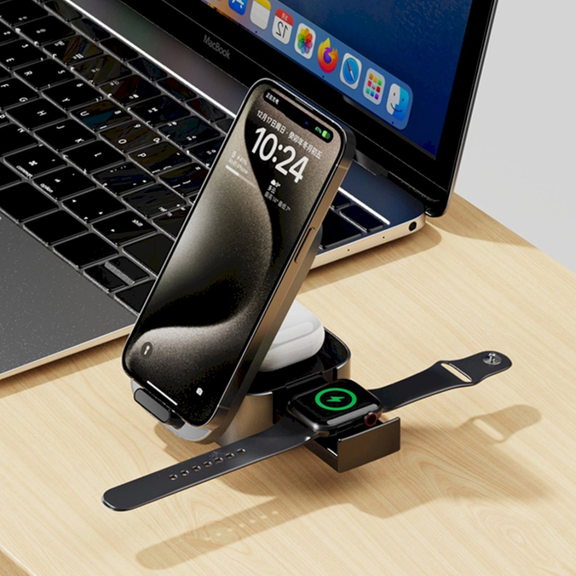 Dudao A11Pro+ 15W 3in1 indukcinis įkroviklis telefonui / išmaniajam laikrodžiui / ausinėms – juodas 4