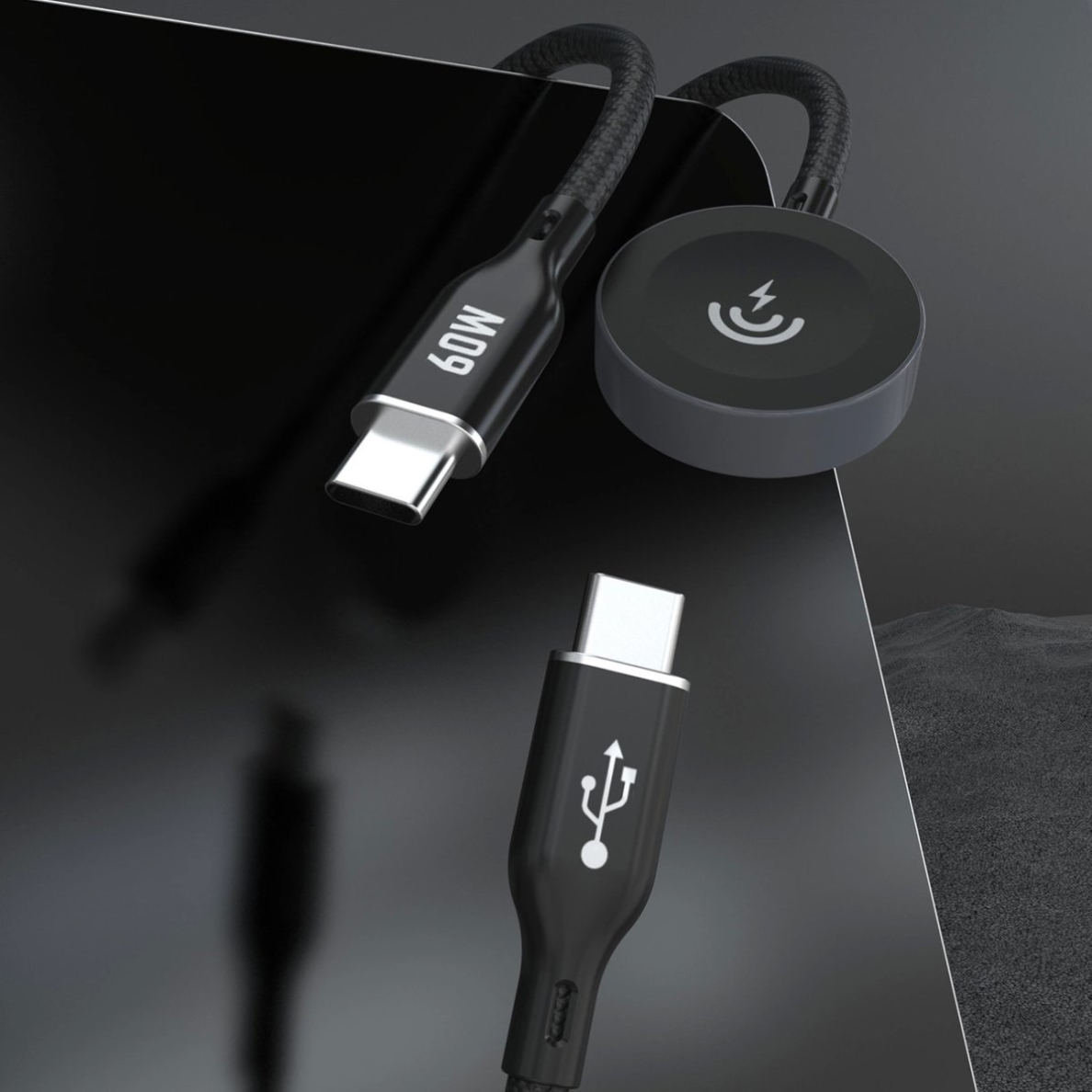 Dudao A12MaxC PD60W 2-in-1 įkroviklis Apple Watch / USB-C – juodas 1 Dudao A12MaxC PD60W 2-in-1 įkroviklis Apple Watch / USB-C – juodas 1