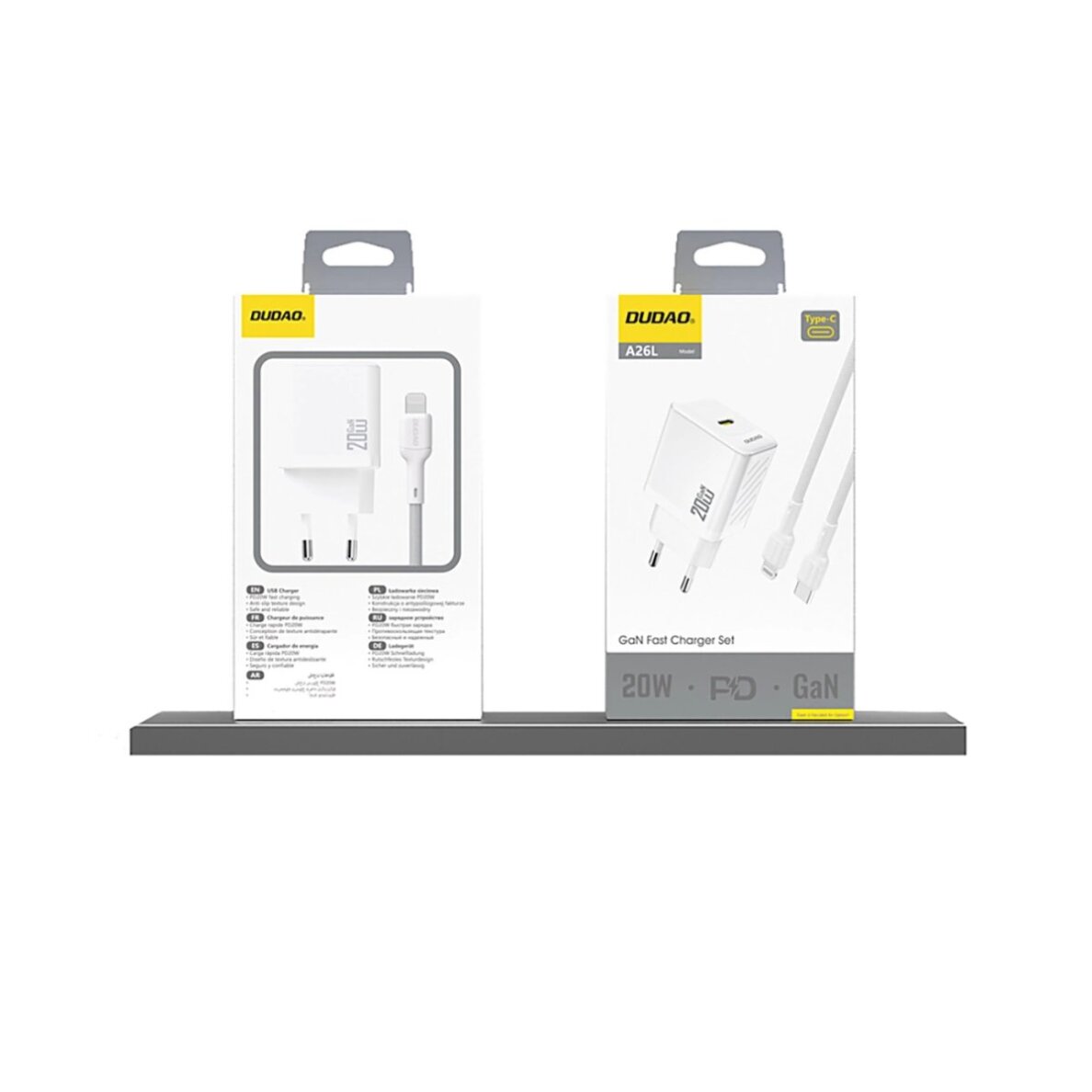 Sieninis įkroviklis Dudao A26 PD 20 W GaN USB-C – baltas 3 Sieninis įkroviklis Dudao A26 PD 20 W GaN USB-C – baltas 3