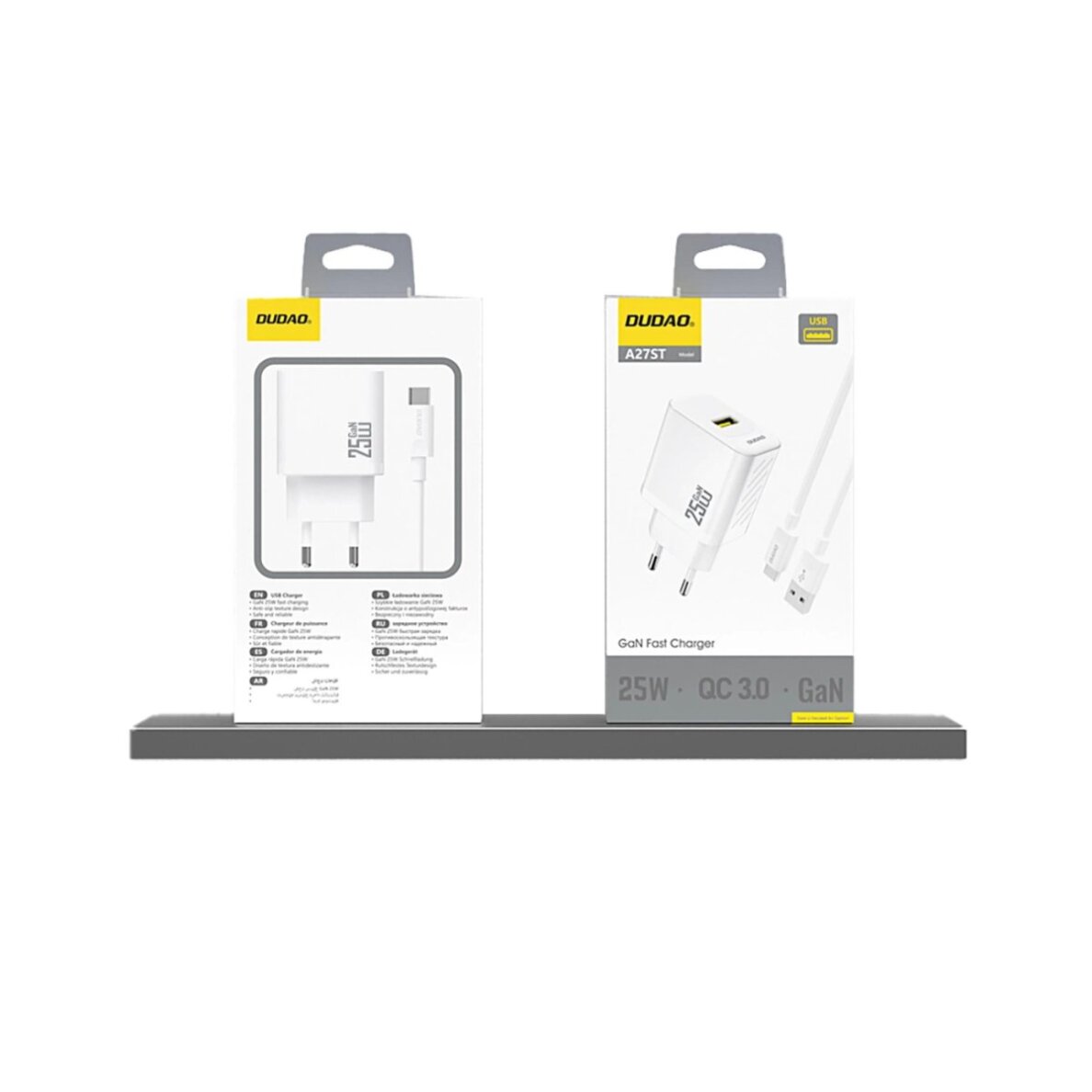 Sieninis įkroviklis Dudao A27S 25 W GaN USB-A – baltas 3 Sieninis įkroviklis Dudao A27S 25 W GaN USB-A – baltas 3