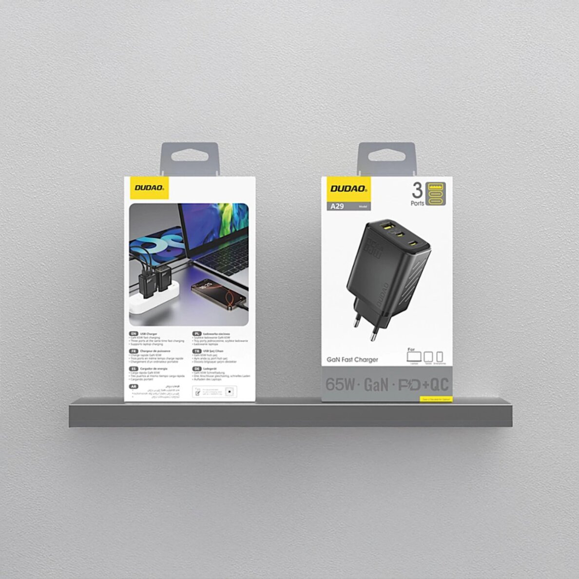 Sieninis įkroviklis Dudao A29 65 W GaN 2 × USB-C + 1 × USB-A – juodas 2