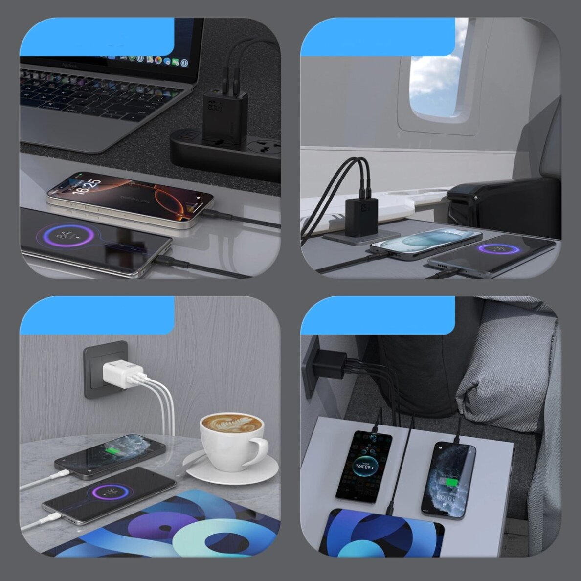 Sieninis įkroviklis Dudao A29 65 W GaN 2 × USB-C + 1 × USB-A – juodas 5 Sieninis įkroviklis Dudao A29 65 W GaN 2 × USB-C + 1 × USB-A – juodas 5