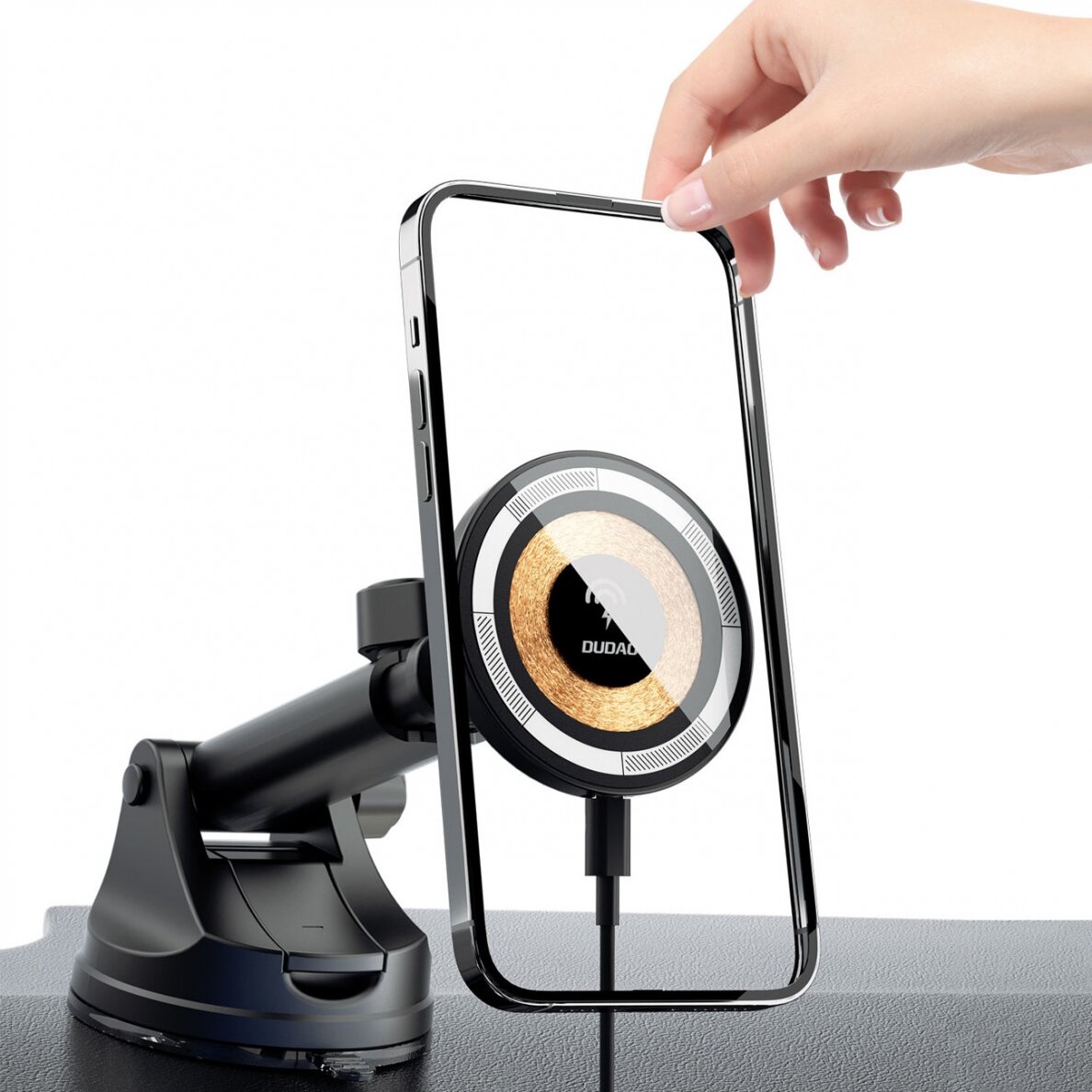 Dudao F12MAX+ cockpit magnetic holder with MagSafe inductive charger - black 1