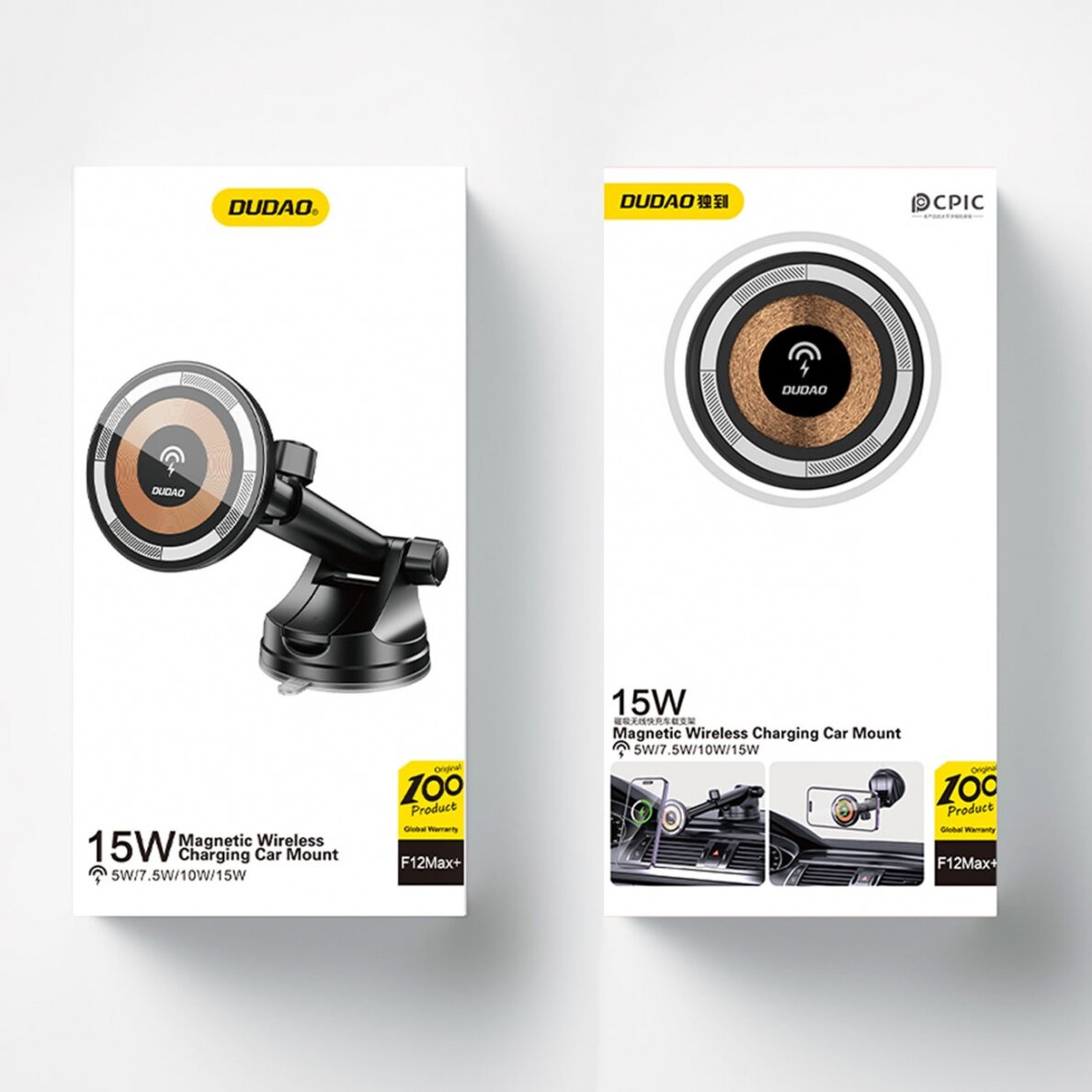 Dudao F12MAX+ cockpit magnetic holder with MagSafe inductive charger - black 4