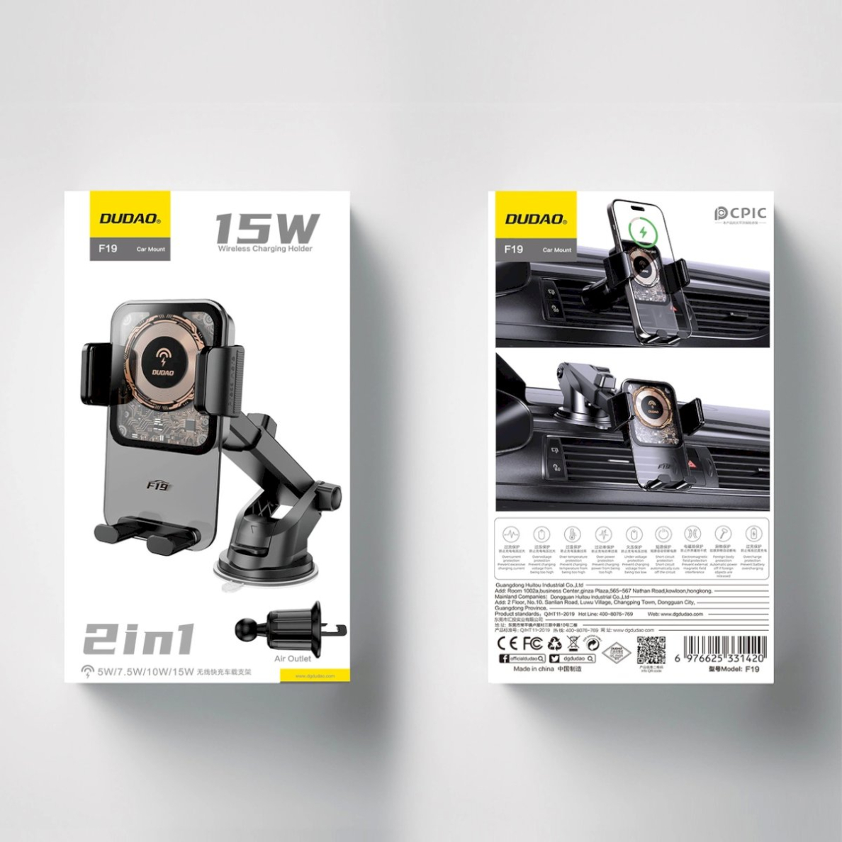 Dudao F19 clamp Automobilinis laikiklis15W inductive Įkroviklis  - Juodas 4 Dudao F19 clamp Automobilinis laikiklis15W inductive Įkroviklis  - Juodas 4