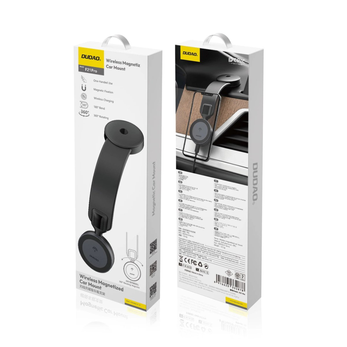 Dudao F21 Pro 15W MagSafe indukcinis automobilinis įkroviklis – juodas 1 Dudao F21 Pro 15W MagSafe indukcinis automobilinis įkroviklis – juodas 1