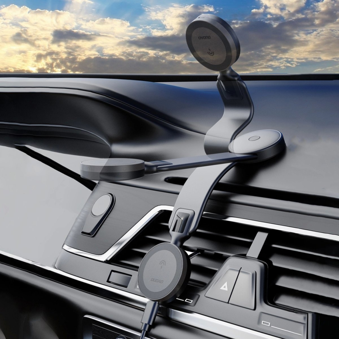 Dudao F21 Pro 15W MagSafe indukcinis automobilinis įkroviklis – juodas 5 Dudao F21 Pro 15W MagSafe indukcinis automobilinis įkroviklis – juodas 5