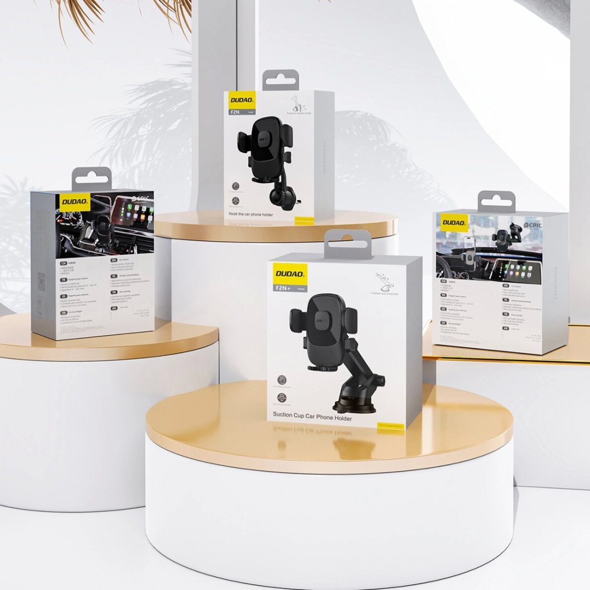 Automobilinis telefono laikiklis Dudao F2N+ su siurbtuku, gravitacinis 360° – juodas 1