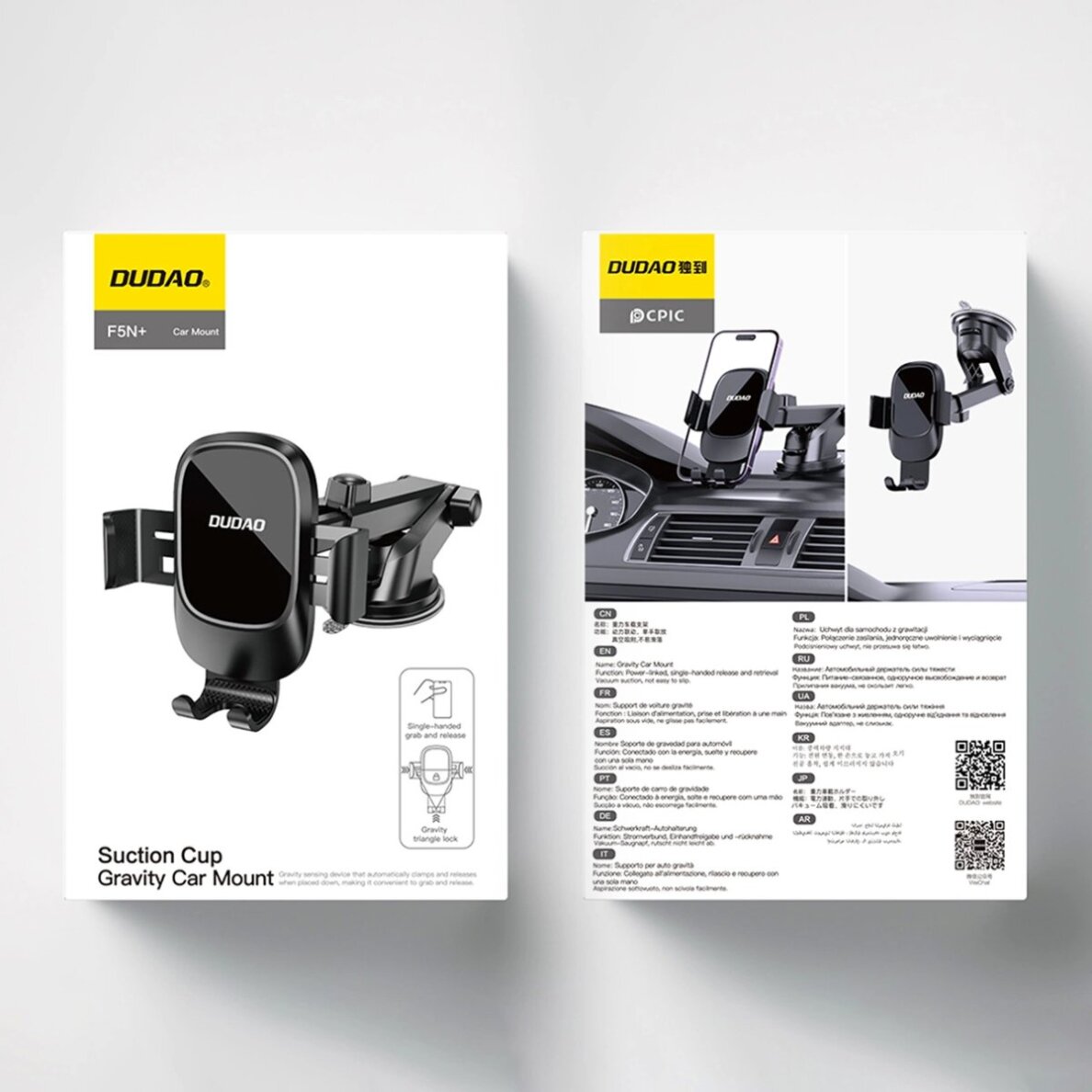 Automobilinis telefono laikiklis Dudao F5N+ su siurbtuku, gravitacinis – juodas 6 Automobilinis telefono laikiklis Dudao F5N+ su siurbtuku, gravitacinis – juodas 6