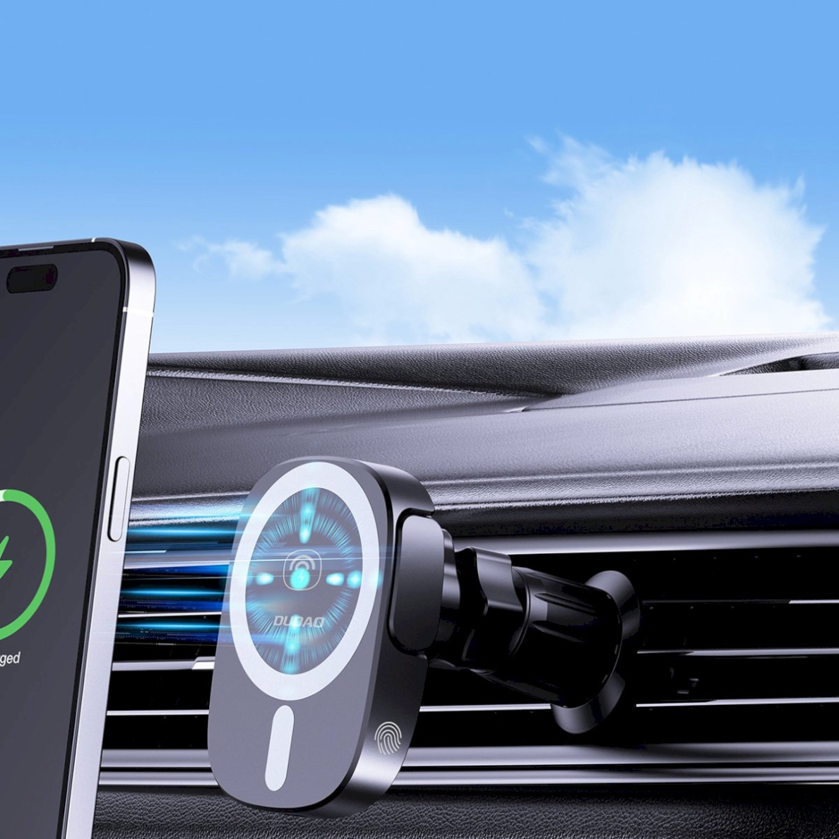 Dudao FW11 automobiliui skirtas laikiklis su 15W indukciniu įkrovikliu oro angai / prietaisų skydeliui – juodas 4