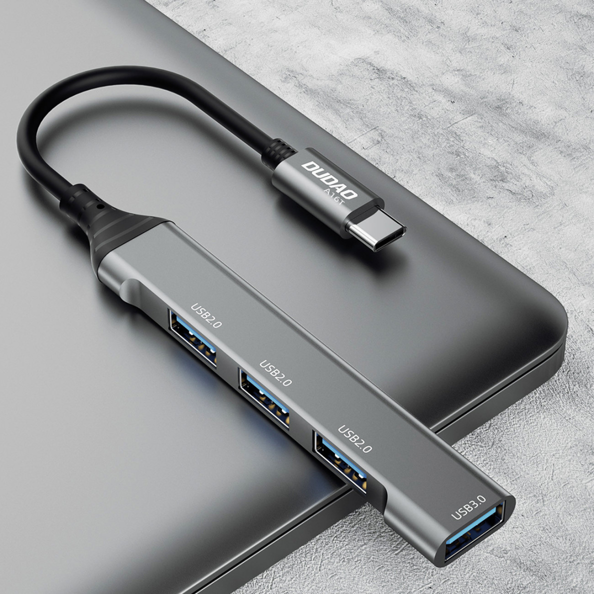 Dudao HUB 4in1 USB-C - 4x USB-A (3 x USB2.0 / USB3.0) 6.3cm black (A16T) 1 Dudao HUB 4in1 USB-C - 4x USB-A (3 x USB2.0 / USB3.0) 6.3cm black (A16T) 1