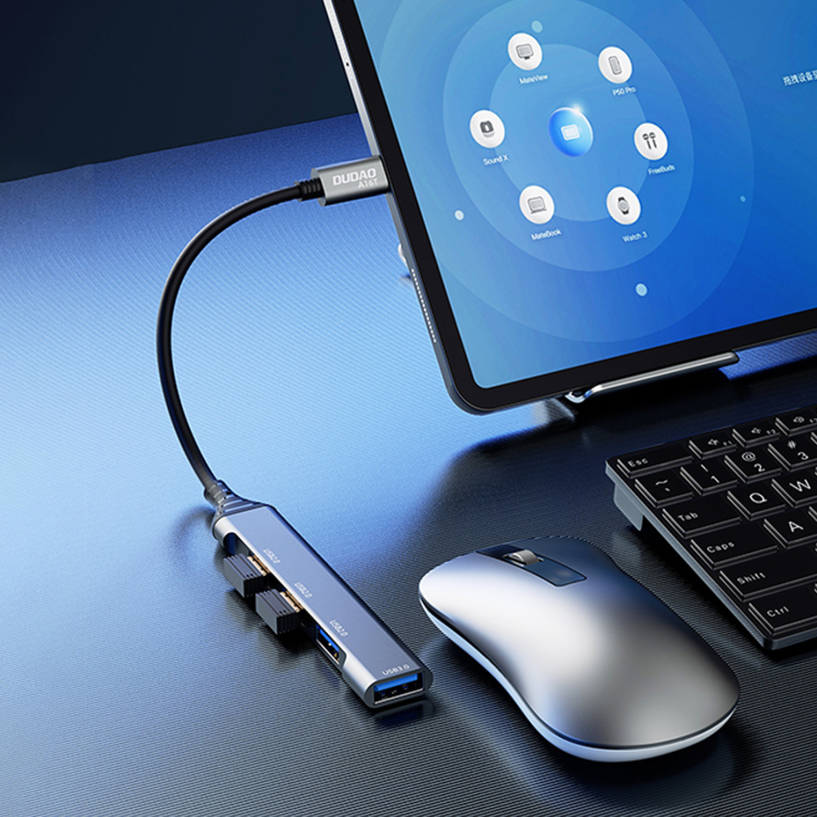Dudao HUB 4in1 USB-C - 4x USB-A (3 x USB2.0 / USB3.0) 6.3cm black (A16T) 5 Dudao HUB 4in1 USB-C - 4x USB-A (3 x USB2.0 / USB3.0) 6.3cm black (A16T) 5